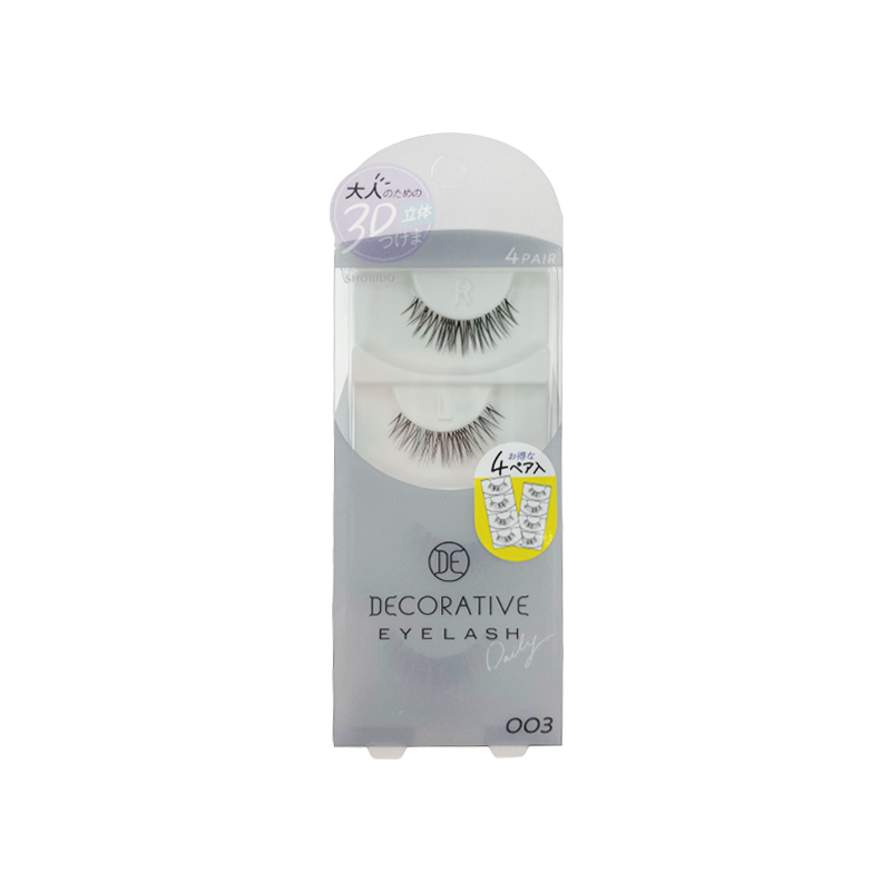 SHOBIDO Makeup Hall Decorative 3D Elegant False Eyelashes #003 Slightly Dense Electric Eye Style Box of 4 Pairs - Pre-order