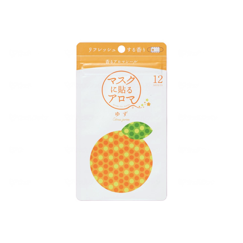 Yamamoto Aroma Natural Aromatherapy Essential Oil Patch for Masks - Yuzu Flavor, Pack of 12 Pieces - Pre-order