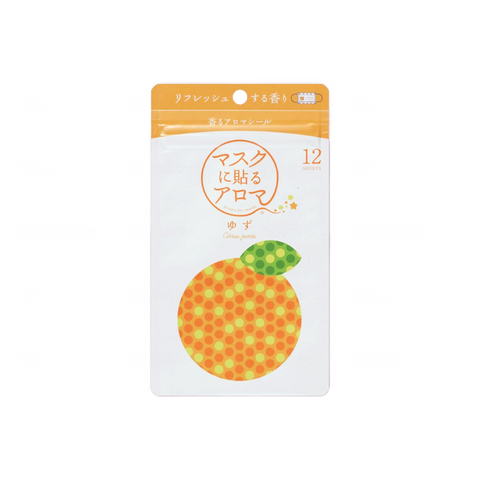Yamamoto Aroma Natural Aromatherapy Essential Oil Patch for Masks - Yuzu Flavor, Pack of 12 Pieces - Pre-order