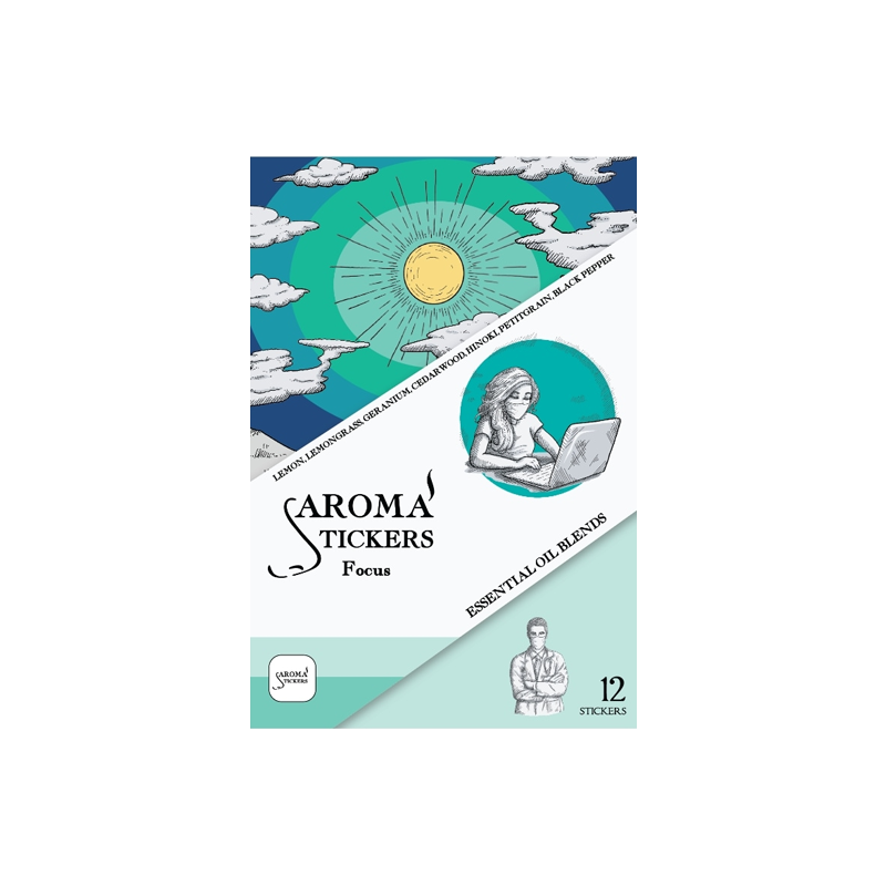 Yamamoto Aromastickers Aromatherapy Essential Oil Mask Stickers, Focus Edition, 12 pieces. - Pre-order