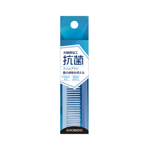 SHOBIDO Makeup Hall Antimicrobial Fine Hair Comb #Blue and White 1pc Anti-static Processing/Portable and Practical - Pre-order