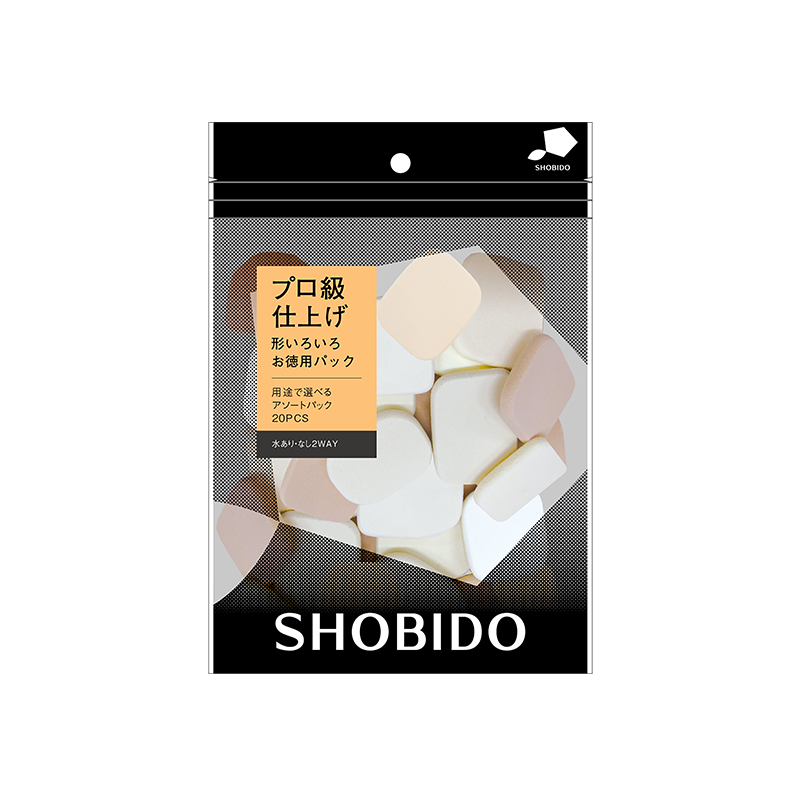 SHOBIDO Makeup Beauty Hall Round and Square Makeup Sponge Set Packed in a Bag 20 Pieces Multi-purpose - Pre-order