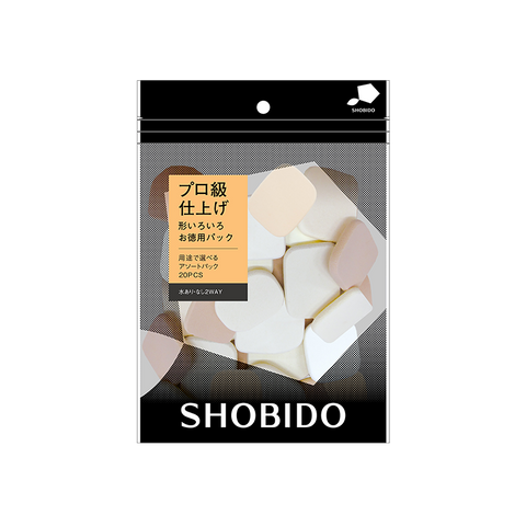 SHOBIDO Makeup Beauty Hall Round and Square Makeup Sponge Set Packed in a Bag 20 Pieces Multi-purpose - Pre-order