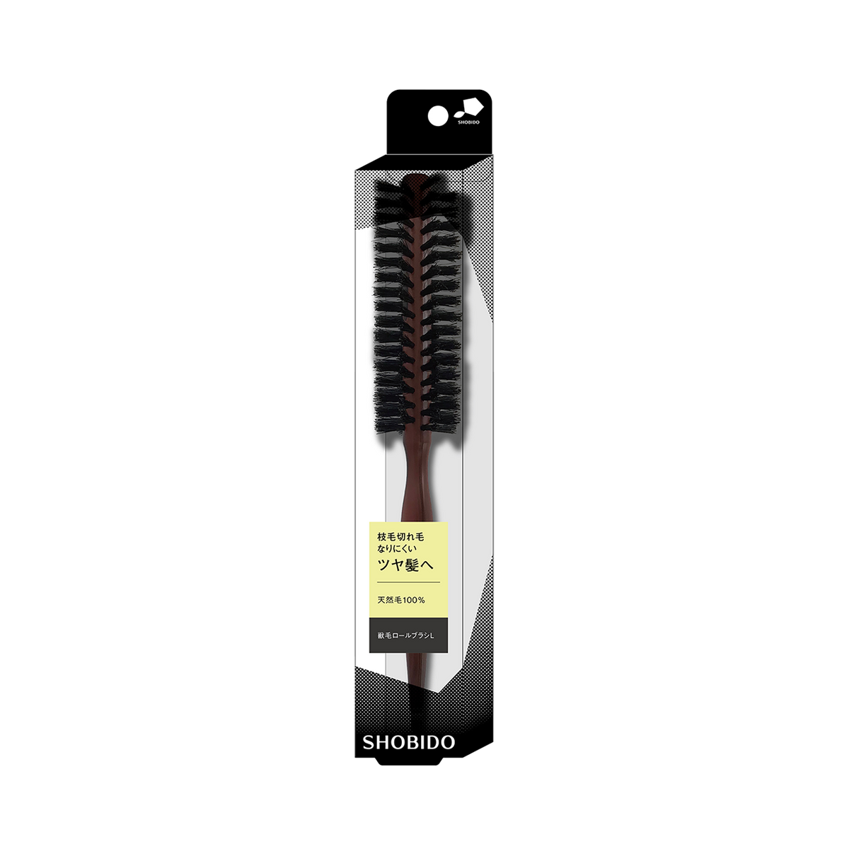 SHOBIDO Natural Bristle Long Handle Curling Hair Brush 1pc - Pre-order