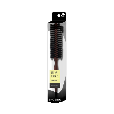 SHOBIDO Natural Bristle Long Handle Curling Hair Brush 1pc - Pre-order