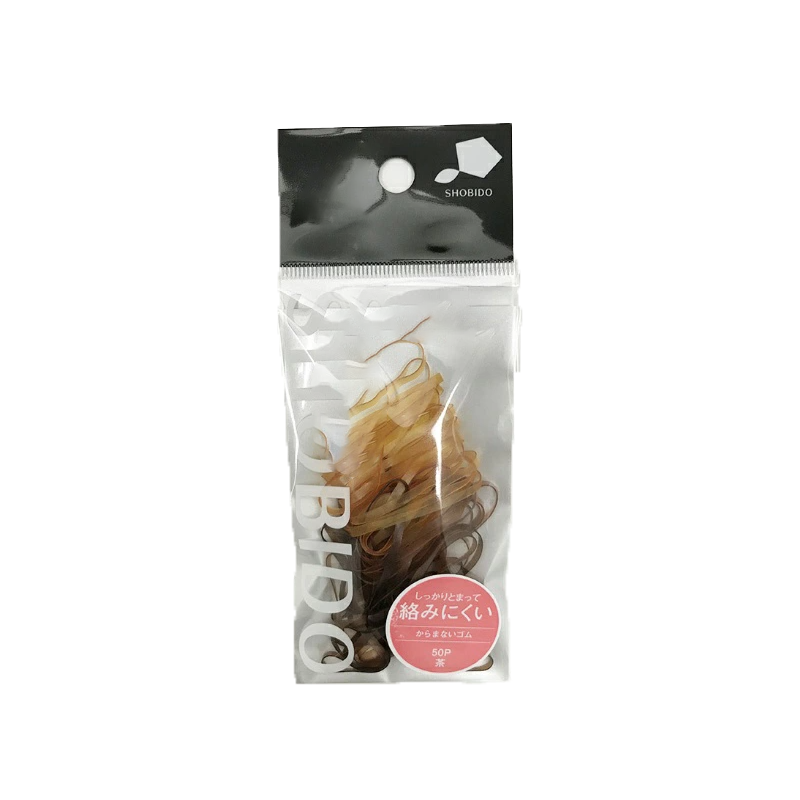SHOBIDO Makeup Hall Rubber Hair Band #Tea Brown 50pcs Soft Material/Easy to Untangle - Pre-order