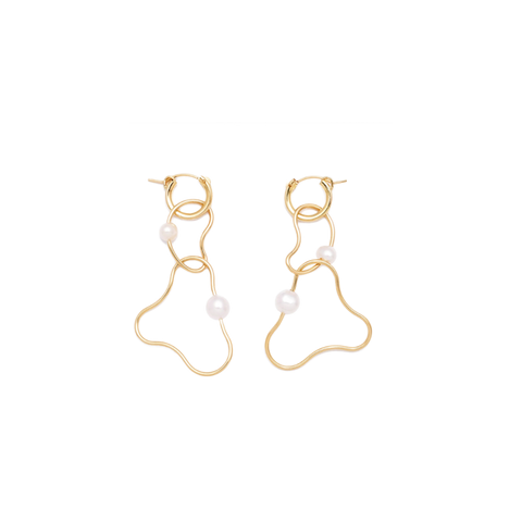 NATURALI JEWELRY 14K Gold Plated Irregular Curved Pearl Earrings 1 pair - Pre-order