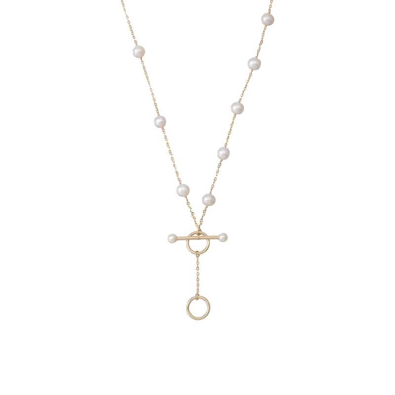 NATURALI JEWELRY 14K Gold Plated Pearl Starry Sky-Style OT Clasp Necklace 1 piece 65cm - Pre-order