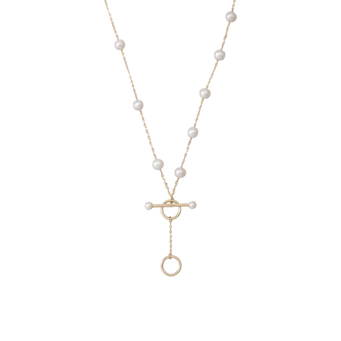 NATURALI JEWELRY 14K Gold Plated Pearl Starry Sky-Style OT Clasp Necklace 1 piece 65cm - Pre-order