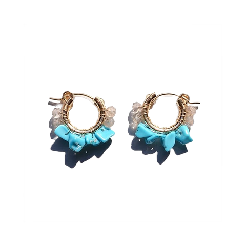 NATURALI JEWELRY 14K Gold Plated turquoise & tourmaline stud earrings 1 pair - Pre-order