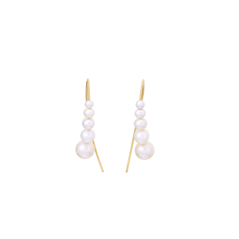 NATURALI JEWELRY 14K Gold Plated Water Drop-shaped Gradual Change Freshwater Pearl Earrings 1 Pair - Pre-order