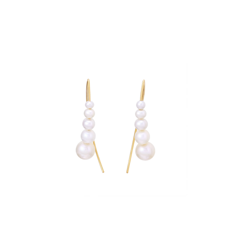 NATURALI JEWELRY 14K Gold Plated Water Drop-shaped Gradual Change Freshwater Pearl Earrings 1 Pair - Pre-order