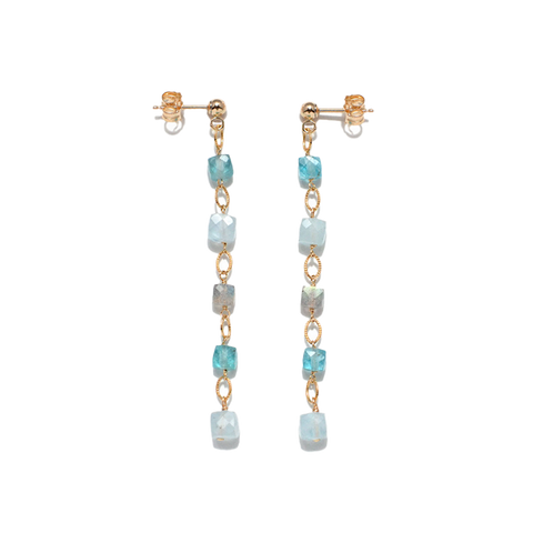 NATURALI JEWELRY Colorful Natural Gemstone Long Chain Earrings 1 Pair - Pre-order