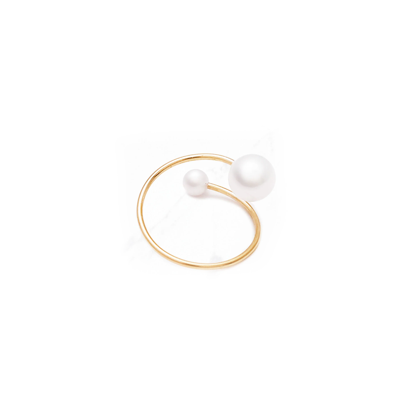 NATURALI JEWELRY 14K Gold Plated Freshwater Pearl Open Ring 1 piece - Pre-order