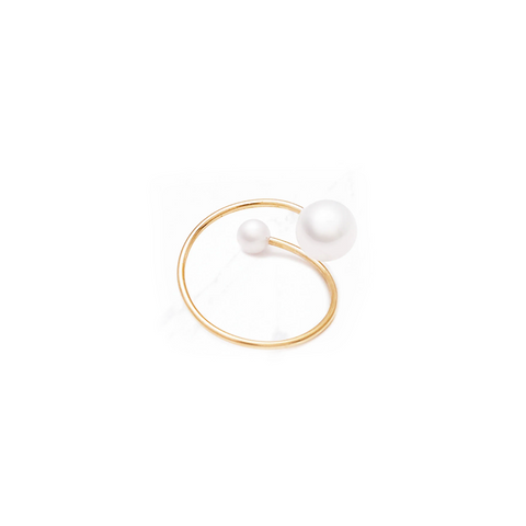 NATURALI JEWELRY 14K Gold Plated Freshwater Pearl Open Ring 1 piece - Pre-order