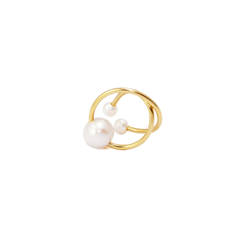 NATURALI JEWELRY 14K Gold Plated Pearl Moon Ear Cuff 1 piece - Pre-order