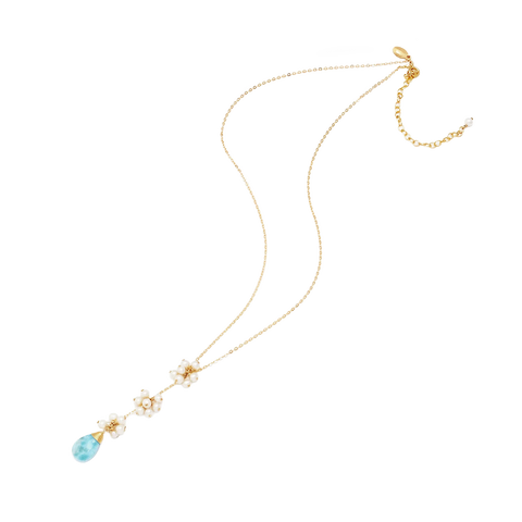 NATURALI JEWELRY 14K Gold Plated Seaweed Stone Freshwater Pearl Necklace 1 piece 40cm - Pre-order