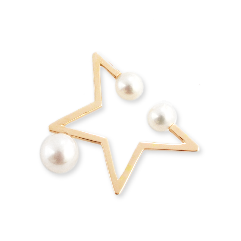 NATURALI JEWELRY 10K Gold Pearl Star Ear Cuff 1 piece - Pre-order