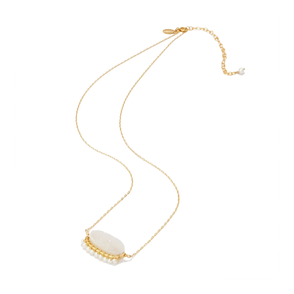NATURALI JEWELRY 14K Gold Plated agate crystal cluster pendant necklace 1 piece 38cm - Pre-order