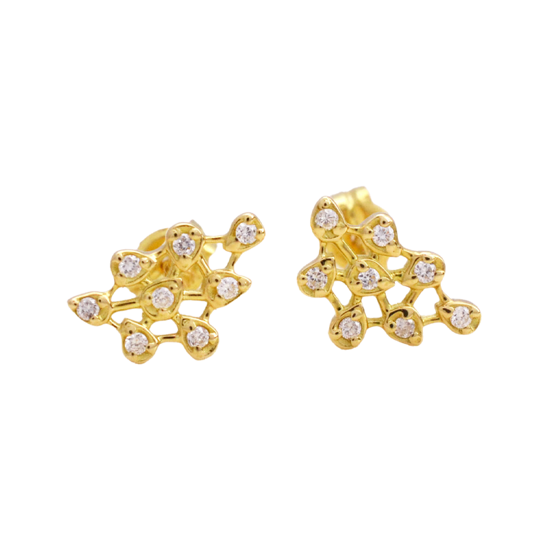 NATURALI JEWELRY K18 Gold Lace Leaf Diamond Earrings 1 Pair - Pre-order