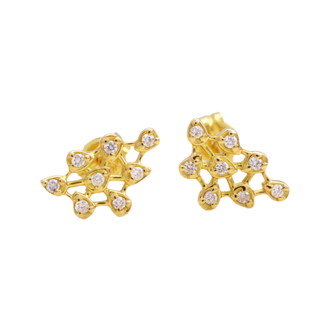 NATURALI JEWELRY K18 Gold Lace Leaf Diamond Earrings 1 Pair - Pre-order