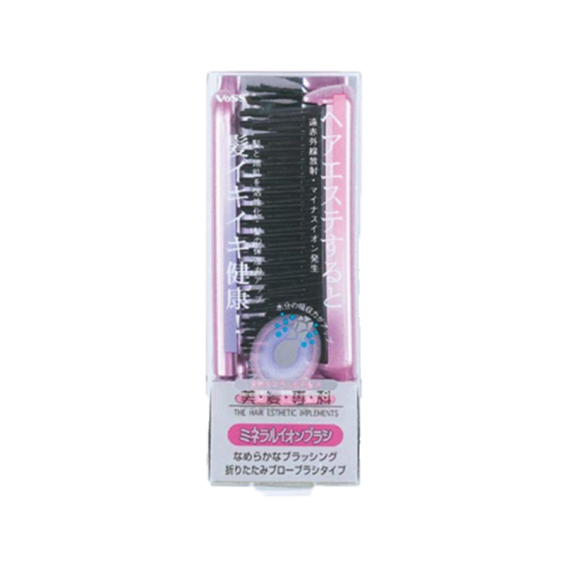 VESS Mineral Anion Folding Massage Comb #Pink 1pc Mineral Hair Care/Folding Portable - Pre-order