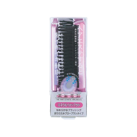 VESS Mineral Anion Folding Massage Comb #Pink 1pc Mineral Hair Care/Folding Portable - Pre-order