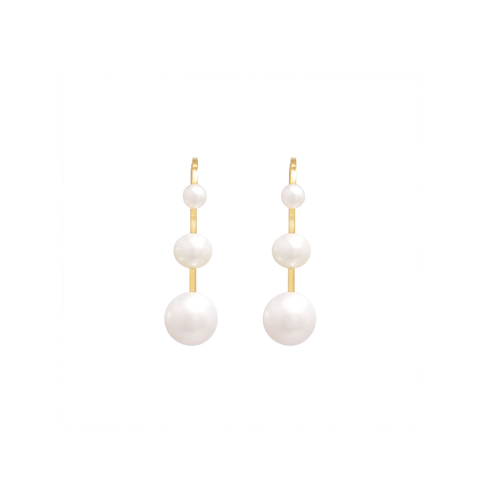 NATURALI JEWELRY 14K Gold Plated 3-way Gradient Pearl Clip Earrings 1 Pair - Pre-order