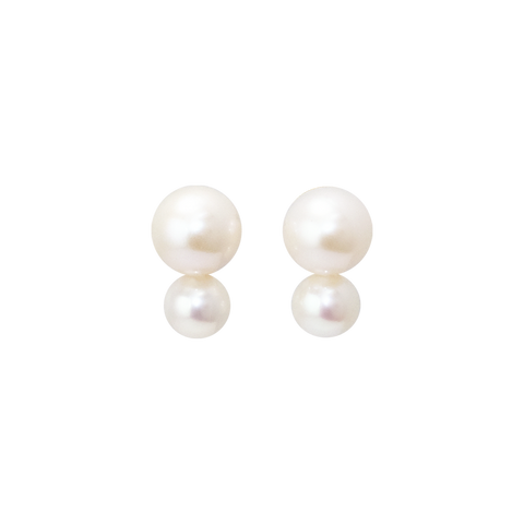 ・CustomizedNATURALI JEWELRY 10K Gold Double Pearl Snowman Earrings 1 pair Simple and elegant/Japanese craftsmanship. - Pre-order