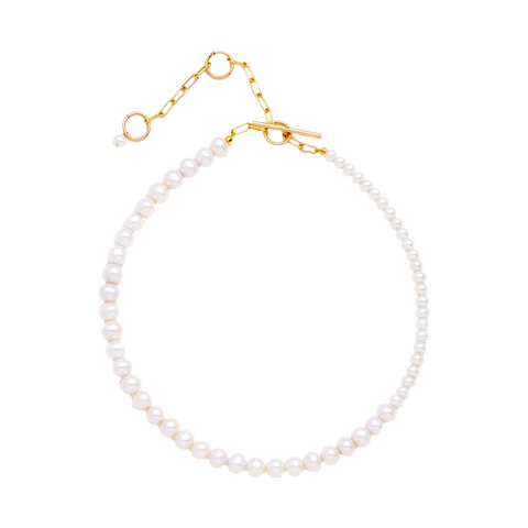 ・CustomizedNATURALI JEWELRY 14K Gold Freshwater Pearl Asymmetrical Collarbone Necklace 1 piece 38cm Flexible Size/Elegant Personality - Pre-order