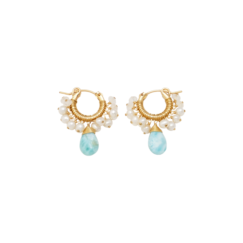 ・CustomizedNATURALI JEWELRY 14K Gold Natural Gemstone Water Drop Round Earrings 1 Pair - Pre-order