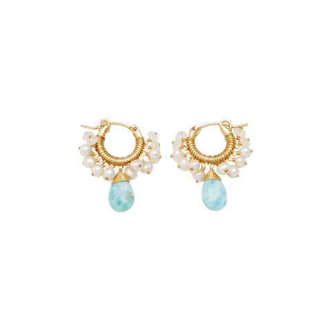 ・CustomizedNATURALI JEWELRY 14K Gold Natural Gemstone Water Drop Round Earrings 1 Pair - Pre-order