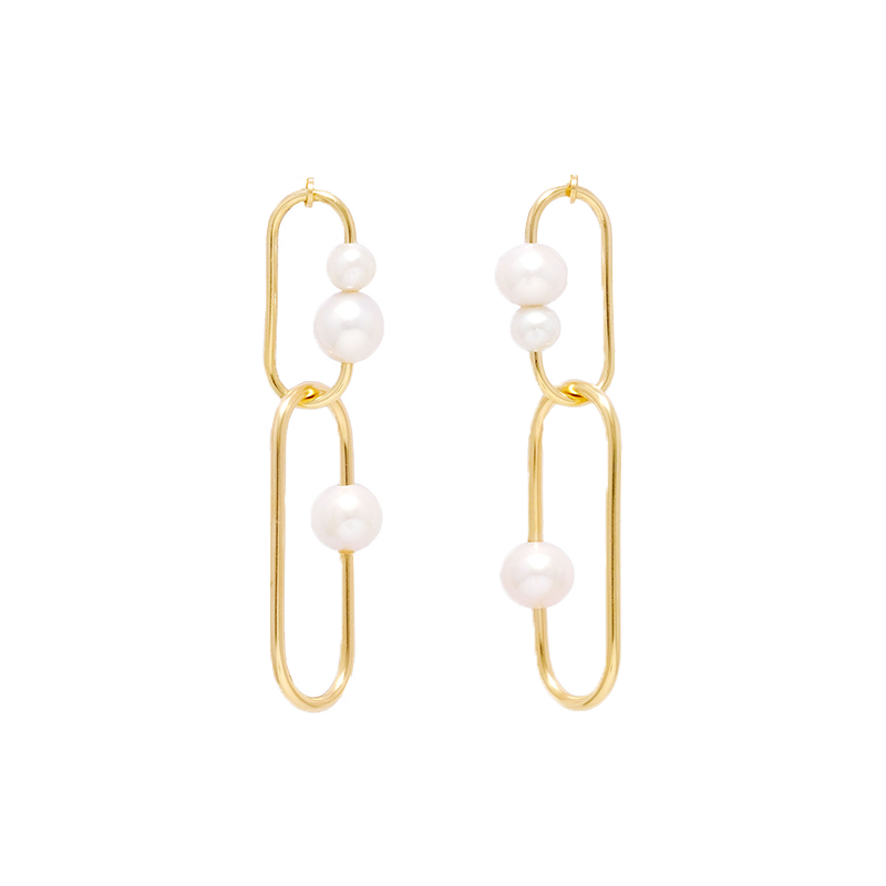 ・CustomizedNATURALI JEWELRY 14K Gold Plated Oval Freshwater Pearl Earrings 1 Pair Noble Material/Exquisite Workmanship - Pre-order