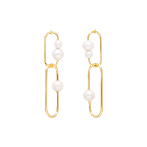 ・CustomizedNATURALI JEWELRY 14K Gold Plated Oval Freshwater Pearl Earrings 1 Pair Noble Material/Exquisite Workmanship - Pre-order