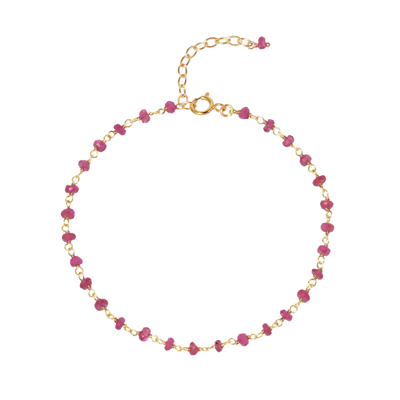 NATURALI JEWELRY 14K Gold Plated ruby eyeglass holder bracelet 1 piece, adjustable size 19cm. - Pre-order