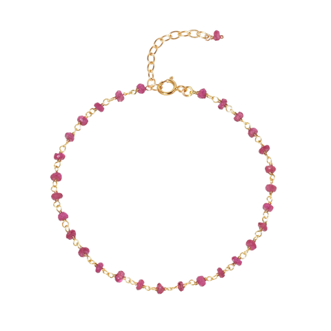 NATURALI JEWELRY 14K Gold Plated ruby eyeglass holder bracelet 1 piece, adjustable size 19cm. - Pre-order