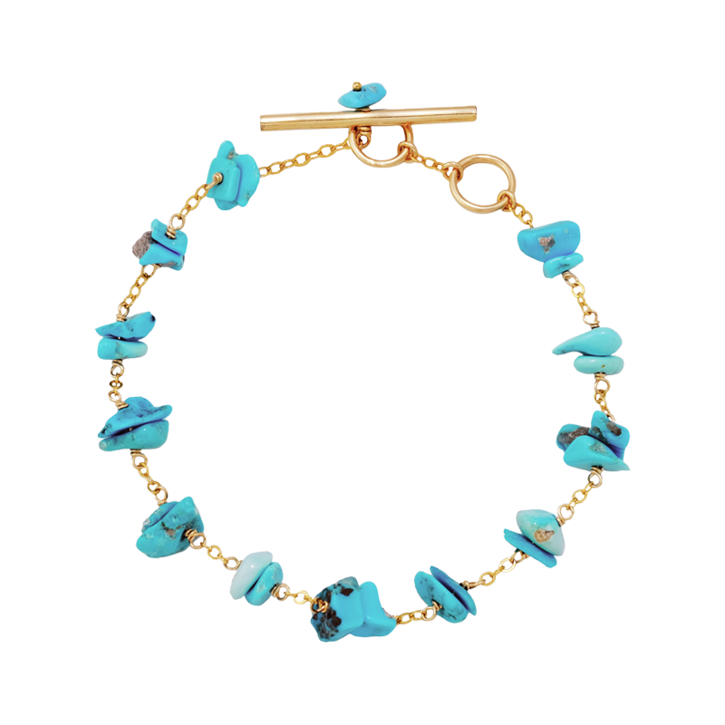 NATURALI JEWELRY 14K Gold Plated natural turquoise standing bracelet 1 piece 19cm turquoise shimmer/14K gold-plated - Pre-order