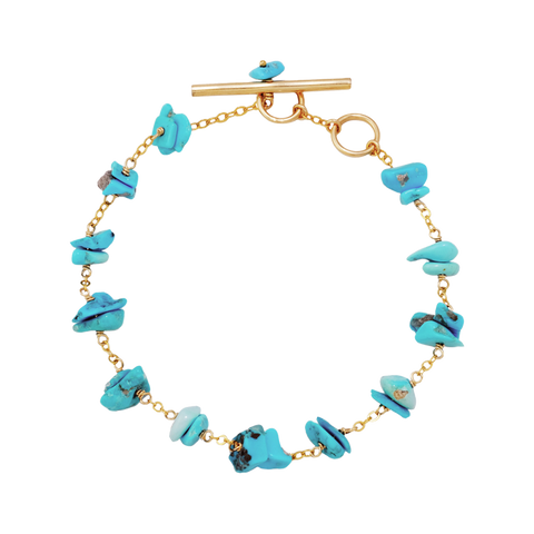 NATURALI JEWELRY 14K Gold Plated natural turquoise standing bracelet 1 piece 19cm turquoise shimmer/14K gold-plated - Pre-order