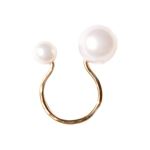 ・CustomizedNATURALI JEWELRY 10K Gold Pearl Ear Cuff 1 piece Double Pearls Eye-catching/Elegant and Versatile - Pre-order