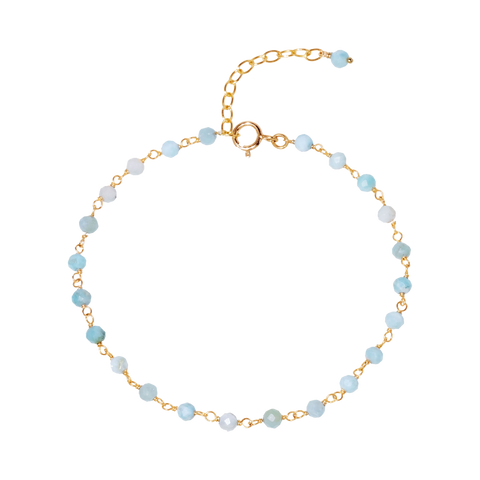 NATURALI JEWELRY 14K Gold Plated Larimar Eyeglass Holder Bracelet 1 piece 19cm size adjustable. - Pre-order