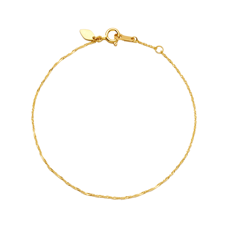 NATURALI JEWELRY K18 Gold delicate spiral chain bracelet 1 piece 17.5cm size adjustable - Pre-order