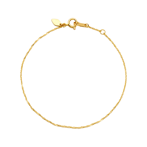 NATURALI JEWELRY K18 Gold delicate spiral chain bracelet 1 piece 17.5cm size adjustable - Pre-order