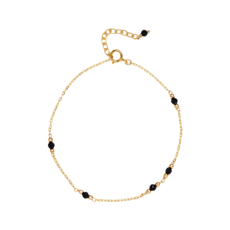 NATURALI JEWELRY 14K Gold-plated Black Natural Stone Bracelet 1 piece Versatile Fashion/Simple and Exquisite - Pre-order