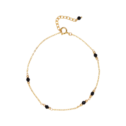 NATURALI JEWELRY 14K Gold-plated Black Natural Stone Bracelet 1 piece Versatile Fashion/Simple and Exquisite - Pre-order