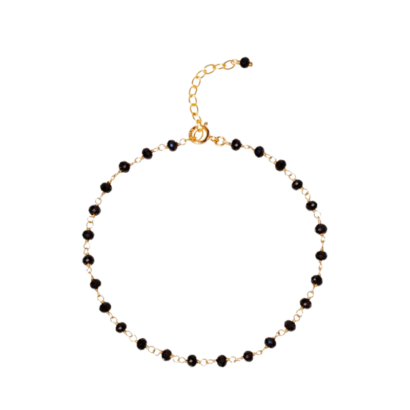 NATURALI JEWELRY 14K Gold Plated black spinel glasses chain, 1 piece, adjustable size 19cm. - Pre-order