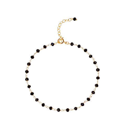 NATURALI JEWELRY 14K Gold Plated black spinel glasses chain, 1 piece, adjustable size 19cm. - Pre-order