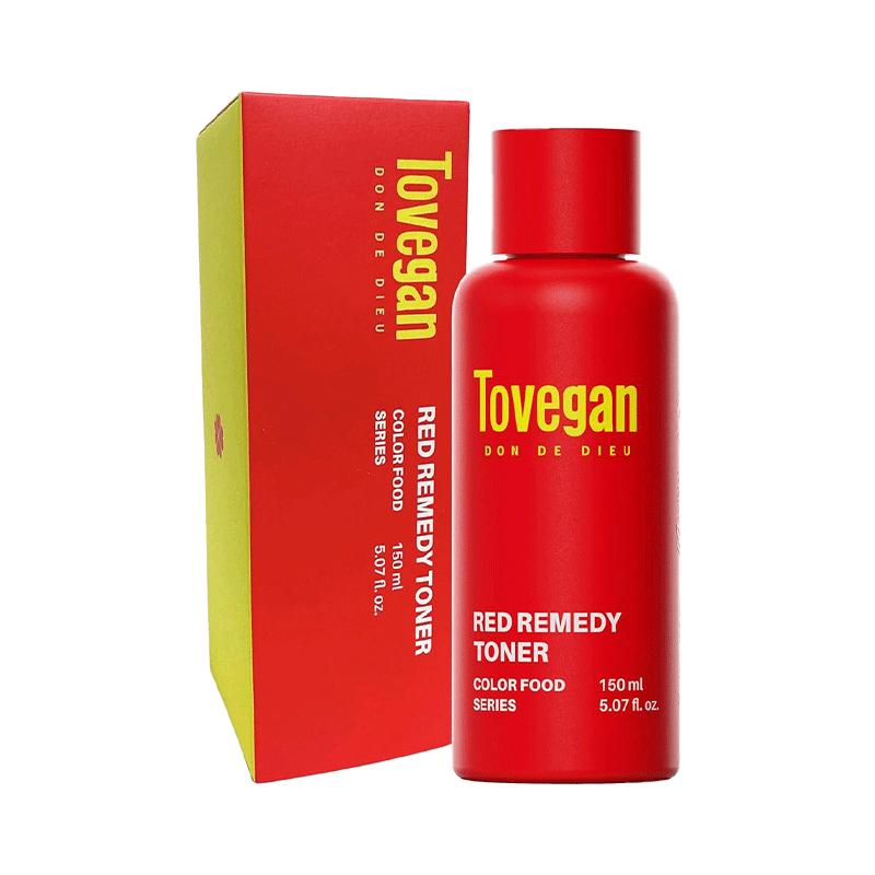 Tovegan Red Repairing Toner 150ml, gently exfoliates and hydrates. - Pre-order