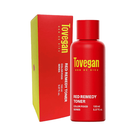 Tovegan Red Repairing Toner 150ml, gently exfoliates and hydrates. - Pre-order