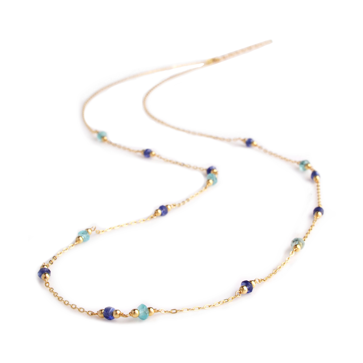 NATURALI JEWELRY 14K Gold Natural Gemstone Necklace #Blue 1 piece - Pre-order