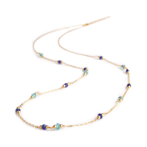 NATURALI JEWELRY 14K Gold Natural Gemstone Necklace #Blue 1 piece - Pre-order